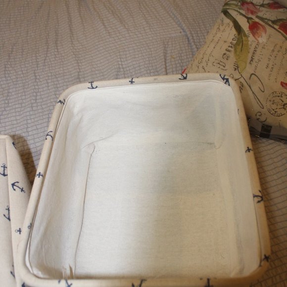 Nautical Fabric Small Anchor Theme Storage Baskets - Picture 9 of 12
